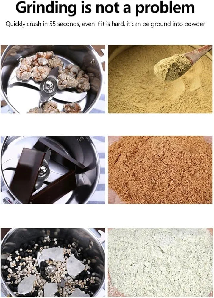 Multifunctional Electric Coffee & Spice Grain Grinder, 3500W High Speed Stainless Steel Grain Mill, 800G Large Capacity, 30000RPM Dry Food Grinder for Herbs, Nuts, Seeds, Spices, Flour, 