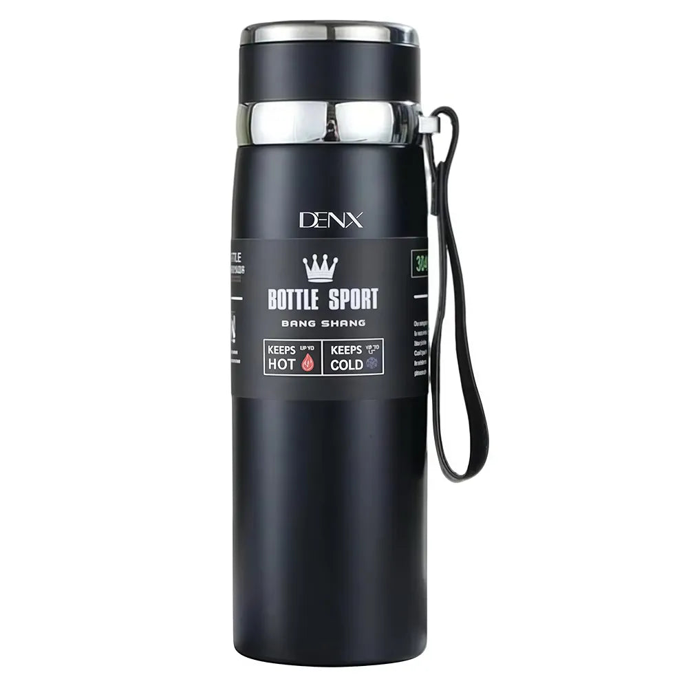 DENX 1000ml Stainless Steel Vacuum Insulated Water Bottle, Double Wall Thermos Flask with Tea Infuser, Hot Cold Travel Mug, Leakproof BPA-Free Sports Bottle for Office Gym Outdoor Use, DX2056