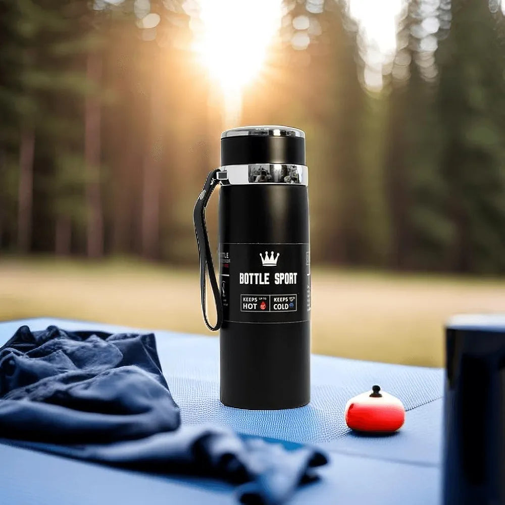 DENX 1000ml Stainless Steel Vacuum Insulated Water Bottle, Double Wall Thermos Flask with Tea Infuser, Hot Cold Travel Mug, Leakproof BPA-Free Sports Bottle for Office Gym Outdoor Use, DX2056