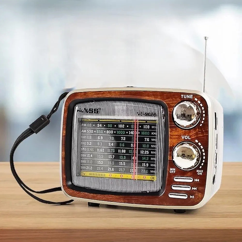 DENX Old Radio Speaker Bluetooth & HIFI-Speaker, Sd Card, Usb And Aux Port, Radio FM/AM/SW Brown wood Portable Audio TF Card USB Flash disk Aux playback, DX2447