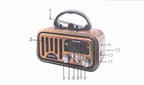 DENX Old Radio Speaker Bluetooth & HIFI-Speaker with Solar Panels, Sd Card, Usb And Aux Port, Radio FM/AM/SW Brown wood Portable Audio TF Card USB Flash disk Aux playback,