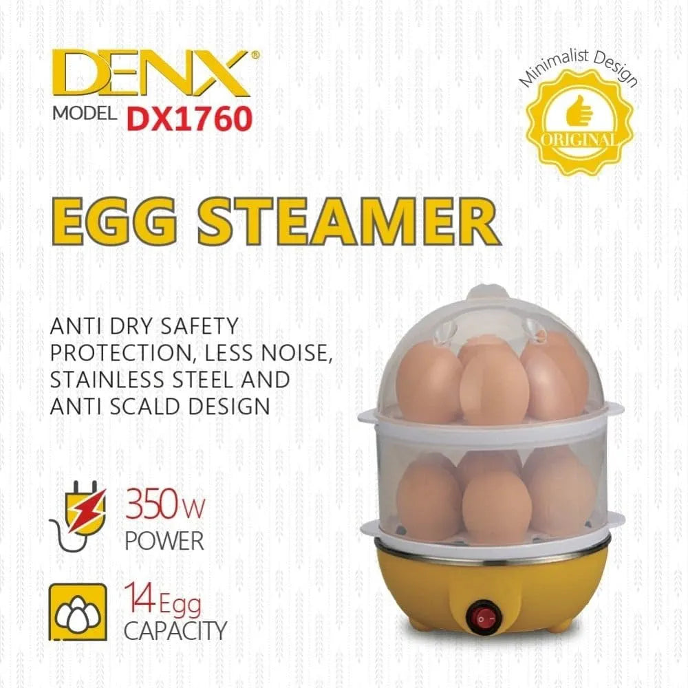 DENX Smart Electric Egg Boiler Double Layers Egg Cooker Mini Steamer Poacher Kitchen Cooking Breakfast Machine, Rapid Egg Cooker 14-Egg Capacity Soft Medium Hard Boiled Electric Egg Boiler, DX1760