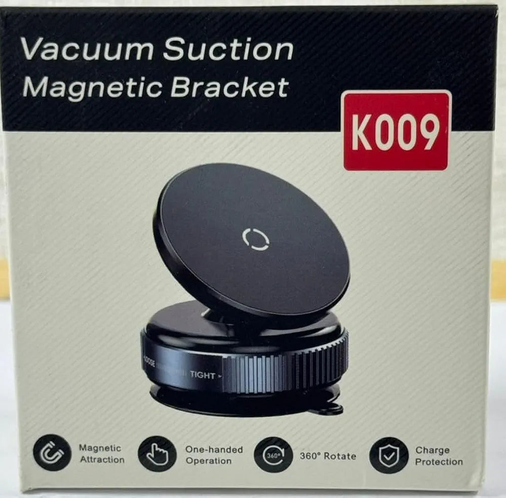 Magnetic Car Phone Holder, Vacuum Suction Cup Mobile Mount, 360° Rotation Phone Stand, Dashboard & Windshield Holder, Strong Magnet Mount for iPhone MagSafe, Samsung, Huawei, Xiaomi, K009