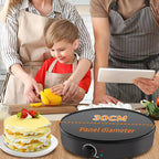 DENX Pizza Maker, Fiesta Crepe and Pancake Maker, Adjustable Temperature Control with Variable Temperatures and Utensils Included, 1000W Electric Non-Stick Griddle Baking Pan, Black DX2032