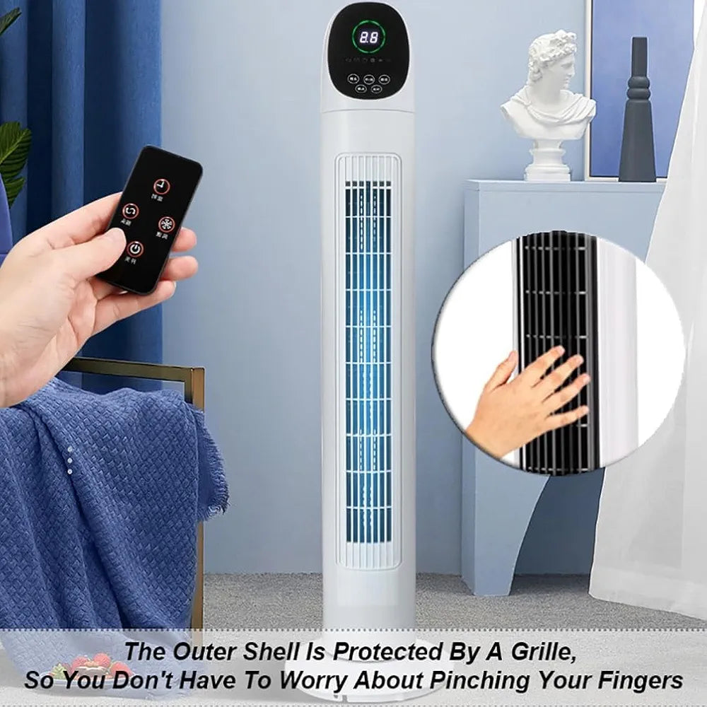 DENX Tower Fan with Remote Control, 3 Speeds, 80° Oscillating Electric Standing Fan, Air Conditioning Inverter Vertical Summer Cooling Leafless Desk Vertical Fan, Floor Fan for Home, Office, DX2619