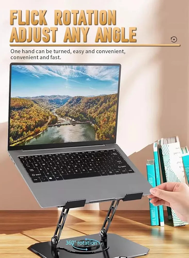 Aluminum Alloy Tablet Stand Adjustable Holder, 360° Rotatable, Foldable Desk Stand for iPad, Tablet, Mobile Phone, Kindle, Universal Multi-Device Support, Adjustable Viewing Angle, BLS-011, White