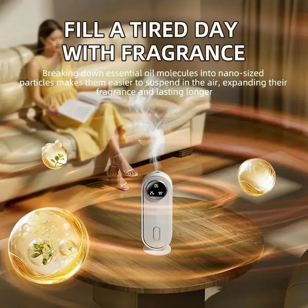 DENX USB Rechargeable Aroma Diffuser, Essential Oil Humidifier with LED Display, 7-Speed Modes, Wall-Mount & Desktop Use, Type-C Fast Charging, Home, Office, Car, Bathroom Air Freshener, DX1929