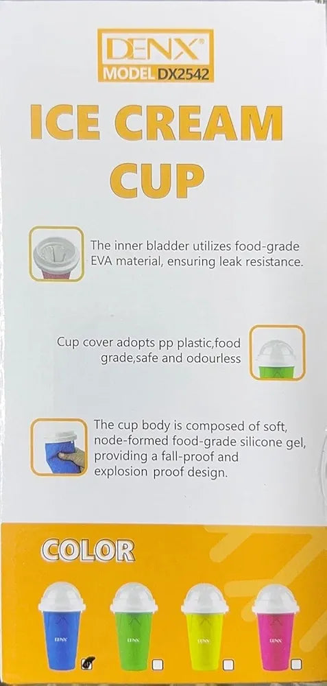 DENX Magic Slushie Maker Cup 300ml, Reusable Silicone Smoothie Ice Cream Cup Milkshake for Kids & Adults, Portable Frozen Drink with Straw, DIY Slushy Juice Maker for Home, Travel, DX2542 