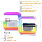 G3 LED Wireless Charging Speaker with Alarm Clock, 16M Colours, 10W Fast Charging, Sound Machine, App Control, Pink/White/Red,