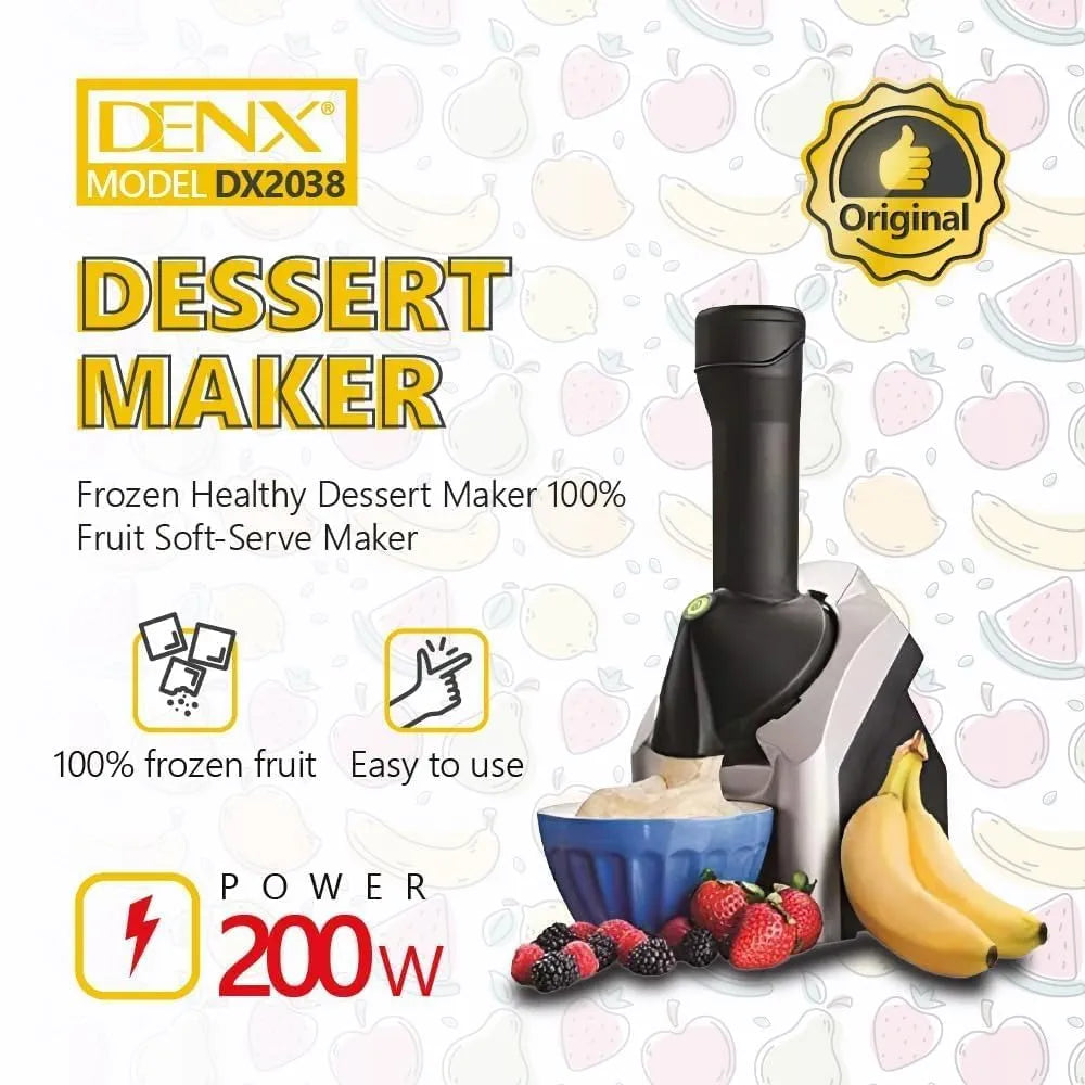 DENX Frozen Fruit Ice Cream Maker, Automatic Soft Serve Ice Cream Machine Houshold Electric Ice Cream Maker for Desserts, Healthy Soft Serve, Sorbet & Frozen Yogurt Machine for Home Use, DX2038