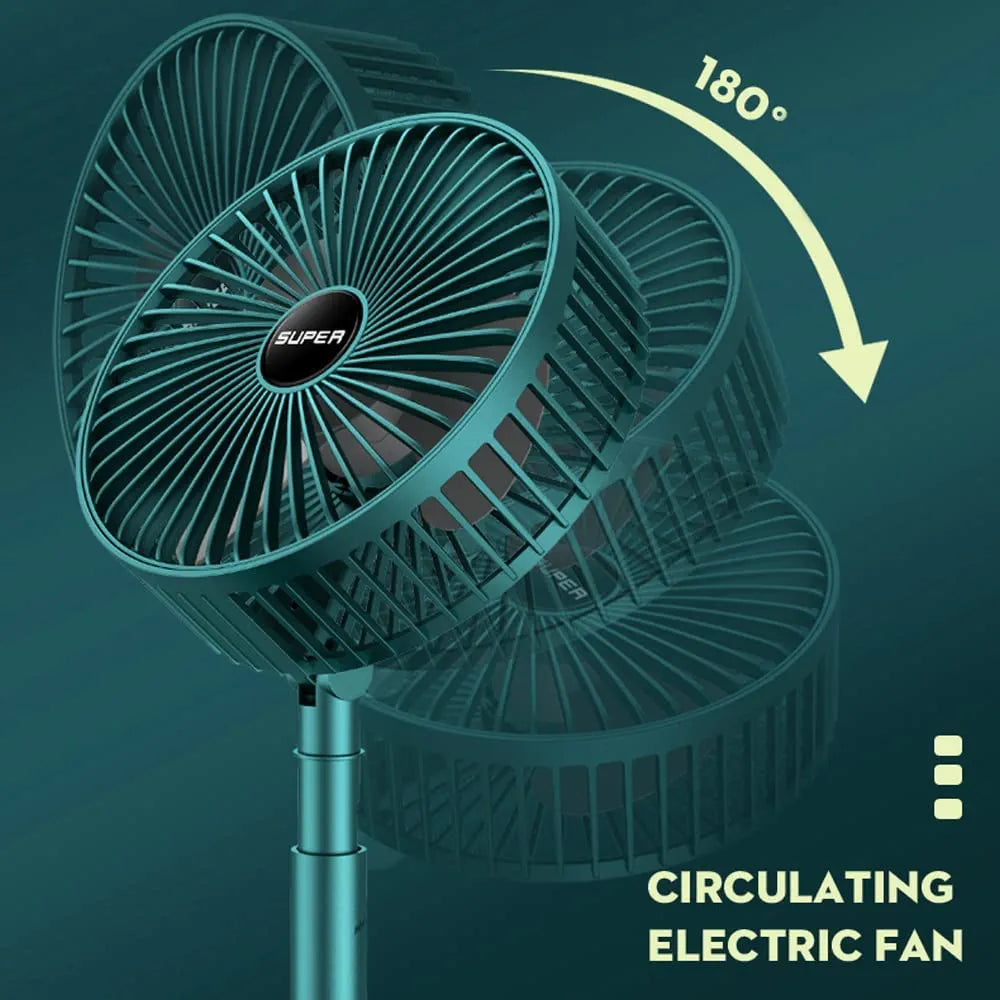 Telescopic Folding Fan, Portable Rechargeable Desk Fan, Adjustable Height Pedestal Table Fan, 3 Speed USB Charging Cooling Fan, Foldable Quiet Travel Fan for Home, Office, Bedroom, Outdoor, Camping