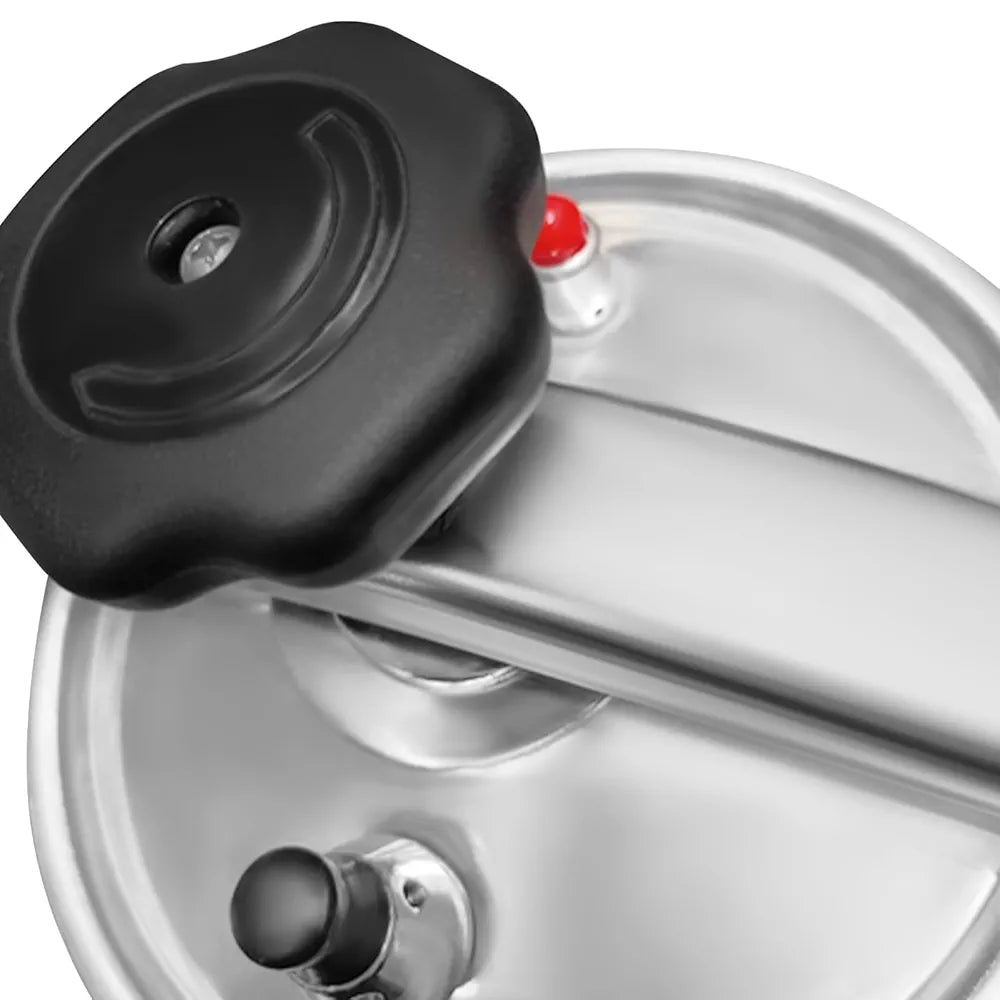 DENX 11L Aluminium Pressure Cooker, Rice Cooking Pot with Safety Lock & Valve, Fast Manual Cooker for Stews, Meat, Vegetables, Gas, Electric Stove Compatible, Silver Cookware, DX3427