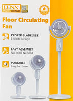 DENX Air Circulation Floor Fan with Remote, Stand Fan 3-in-1 Adjustable Height, 90° Oscillating, 5-Speed Silent Operation, Portable Desk & Pedestal Fan, USB-C Rechargeable for Home, Office, DX2607