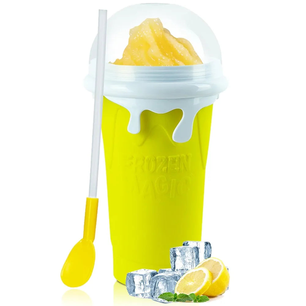 DENX Magic Slushie Maker Cup 300ml, Reusable Silicone Smoothie Ice Cream Cup Milkshake for Kids & Adults, Portable Frozen Drink with Straw, DIY Slushy Juice Maker for Home, Travel, DX2542 