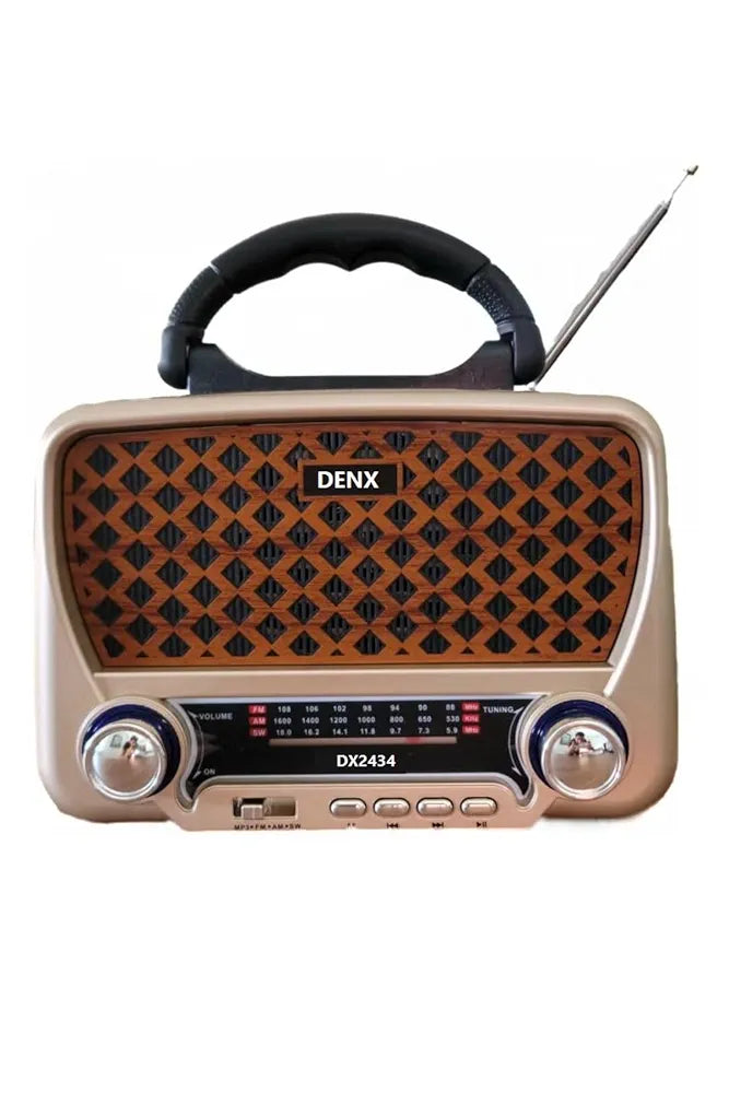 DENX Old Radio Speaker Bluetooth & HIFI-Speaker with Flashlight, Sd Card, Usb And Aux Port, Radio FM/AM/SW Brown wood Portable Audio TF Card USB Flash disk Aux playback, 