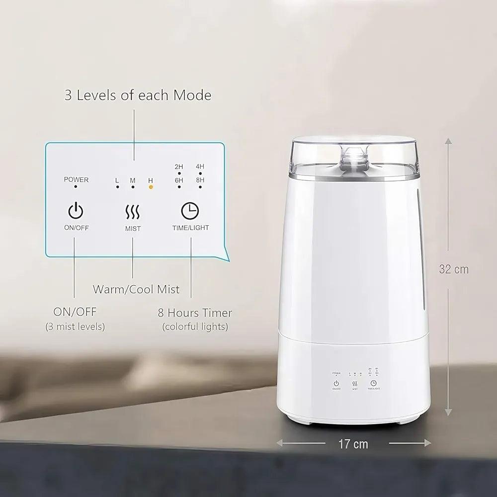 DENX 3.5L Cool Mist Air Humidifier with Essential Oil Aroma Diffuser, Ultrasonic Humidifier for Bedroom, Baby Room, Office & Plants, Auto Shut-Off, LED Night Light, Adjustable Mist Levels, DX2551