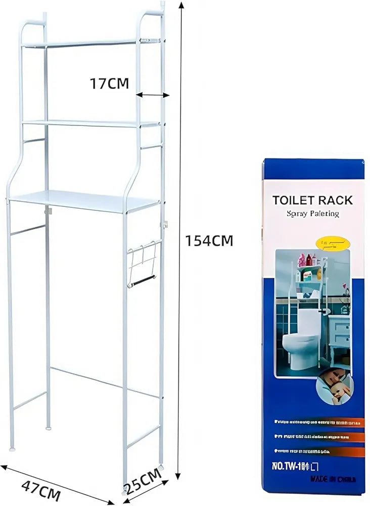 3-Shelf Bathroom Organizer Over The Toilet, Multifunctional Toilet Rack Bathroom Spacesaver,With Towel and Tissue Holder, Bathroom Corner Stand Storage Organizer Accessories, Adjustable Foot Pads