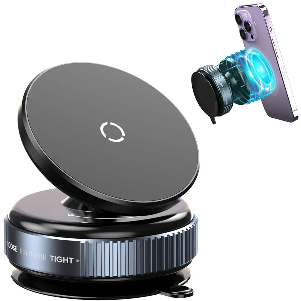 Magnetic Car Phone Holder, Vacuum Suction Cup Mobile Mount, 360° Rotation Phone Stand, Dashboard & Windshield Holder, Strong Magnet Mount for iPhone MagSafe, Samsung, Huawei, Xiaomi, K009