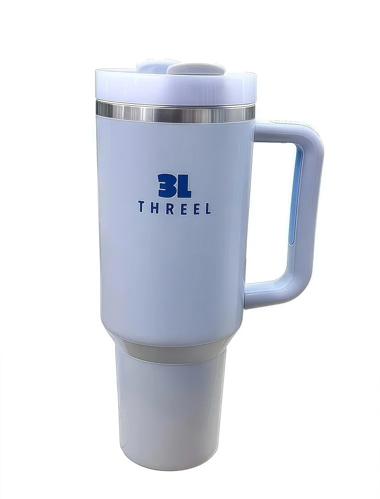 3LTHREEL H2.0 40Oz Insulated Stainless Steel Tumbler With Straw And Lid, Double Wall Vacuum Travel Mug, Thermal Travel Tumbler, Large Coffee Cup, Hot And Cold Drink Container, Car Cup Holder 