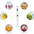 DENX Stick Blender 400W Handheld Electric Blender with Stainless Steel Blades, Portable Grip Stick Mixer Use for Blending, Pureeing, Whipping, and Mixing Soups, Smoothies, Sauces, and More, DX2012