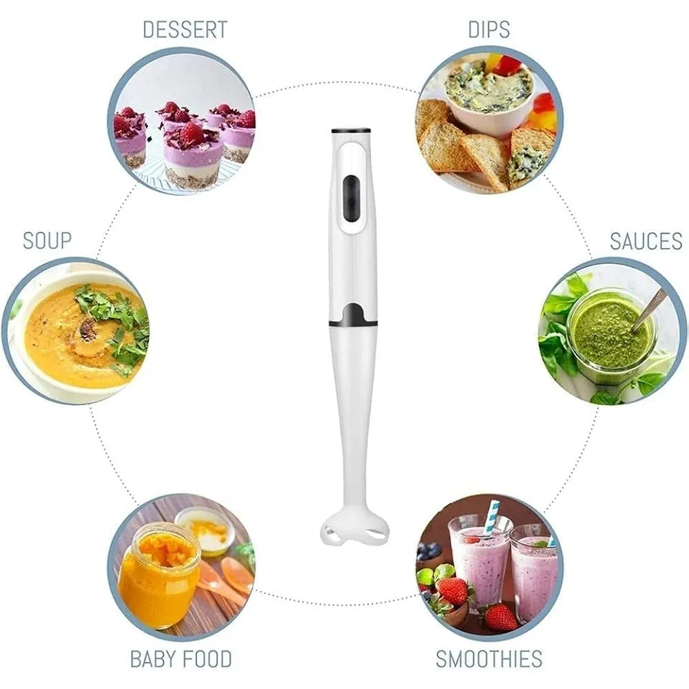 DENX Stick Blender 400W Handheld Electric Blender with Stainless Steel Blades, Portable Grip Stick Mixer Use for Blending, Pureeing, Whipping, and Mixing Soups, Smoothies, Sauces, and More, DX2012