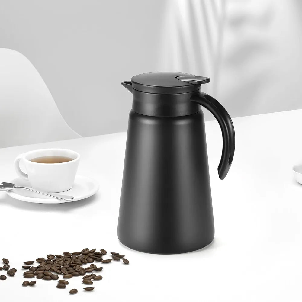 DENX Thermal Coffee Pot Set with 2 Stainless Steel Cups, 880ml Vacuum Insulated Coffee Flask, Leakproof Travel Thermos Jug for Hot & Cold Beverages, Portable Drink Dispenser for Office Camping, DX2036