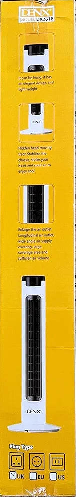 DENX Tower Fan Air Conditioning Inverter Vertical Summer Cooling Leafless Desk Vertical Fan, Electric Room Fan & Floor Fan For Bedroom Office Home Use, 40W Floor Tower Fan With Stable Base, DX2618