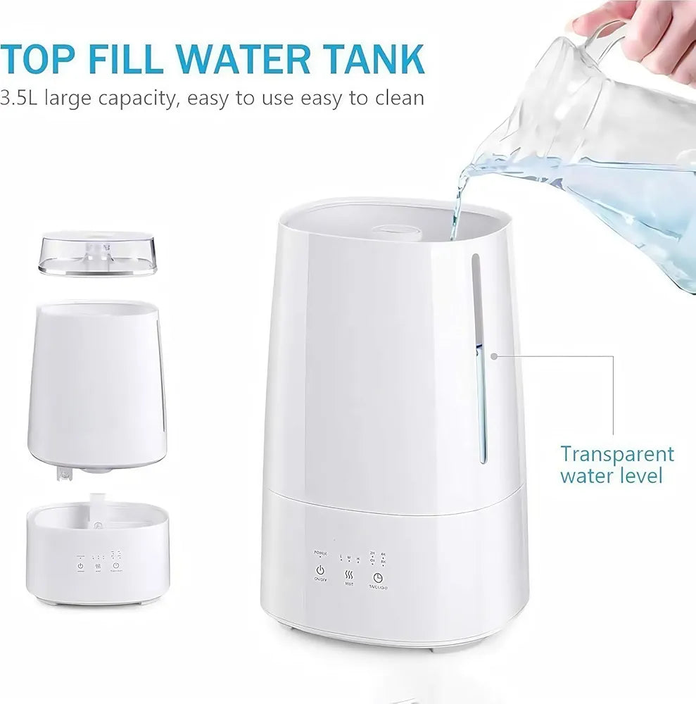 DENX 3.5L Cool Mist Air Humidifier with Essential Oil Aroma Diffuser, Ultrasonic Humidifier for Bedroom, Baby Room, Office & Plants, Auto Shut-Off, LED Night Light, Adjustable Mist Levels, DX2551