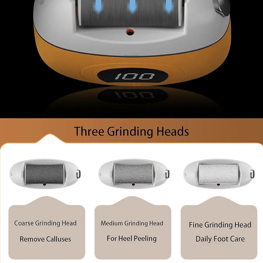 DENX Electric Foot Polisher & Foot File, Rechargeable Callus Remover, 2-Speed Foot Grinder, Pedicure Tool, Dead Skin Remover, Cracked Heel Remover, Foot Care Device for Men & Women, DX3705