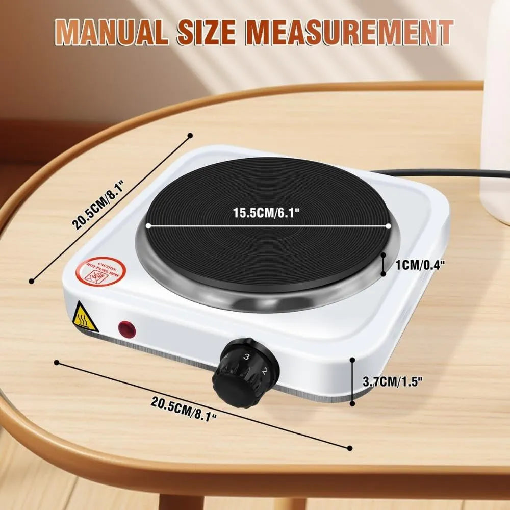 DENX Single Hot Plate, 1000W Cast Iron Portable Electric Stove, Adjustable Temperature Control, 15.5cm Heating Plate, Tabletop Cooking Appliance for Home Kitchen, Office, Outdoor Camping, DX2801