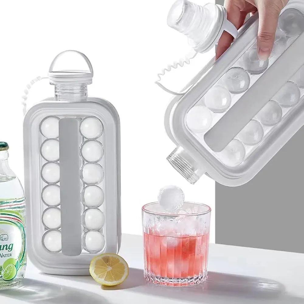 Ice Ball Maker | Reusable BPA-Free Silicone Ice Cube Tray with Lid | Sphere Ice Mold for Drinks, Cocktails, Coffee, Tea, and Juice | Portable Round Ice Cube Tray for Freezer | White