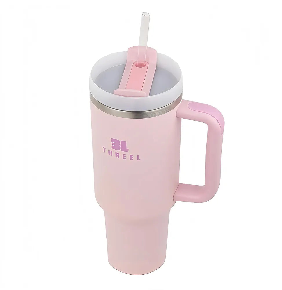 3LTHREEL H2.0 40Oz Insulated Stainless Steel Tumbler With Straw And Lid, Double Wall Vacuum Travel Mug, Thermal Travel Tumbler, Coffee Cup, Hot And Cold Drink Container, Cup Holder, 
