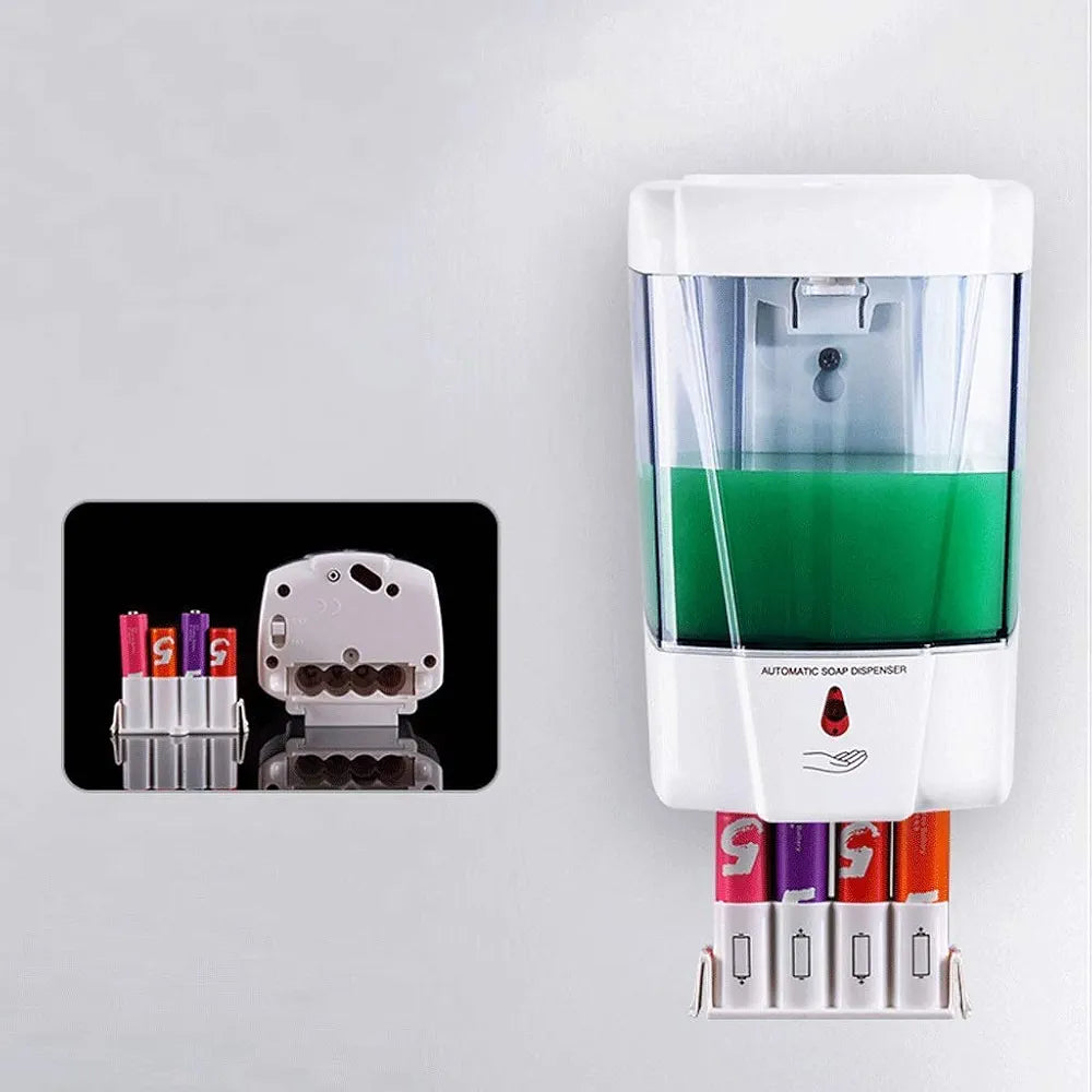Automatic Soap Dispenser, Auto Foaming Hands Free Wall Mount Foam Hand Soap Dispenser Electric Plastic Modern Smart Dish Soap Dispenser for Bathroom Kitchen White.700ml