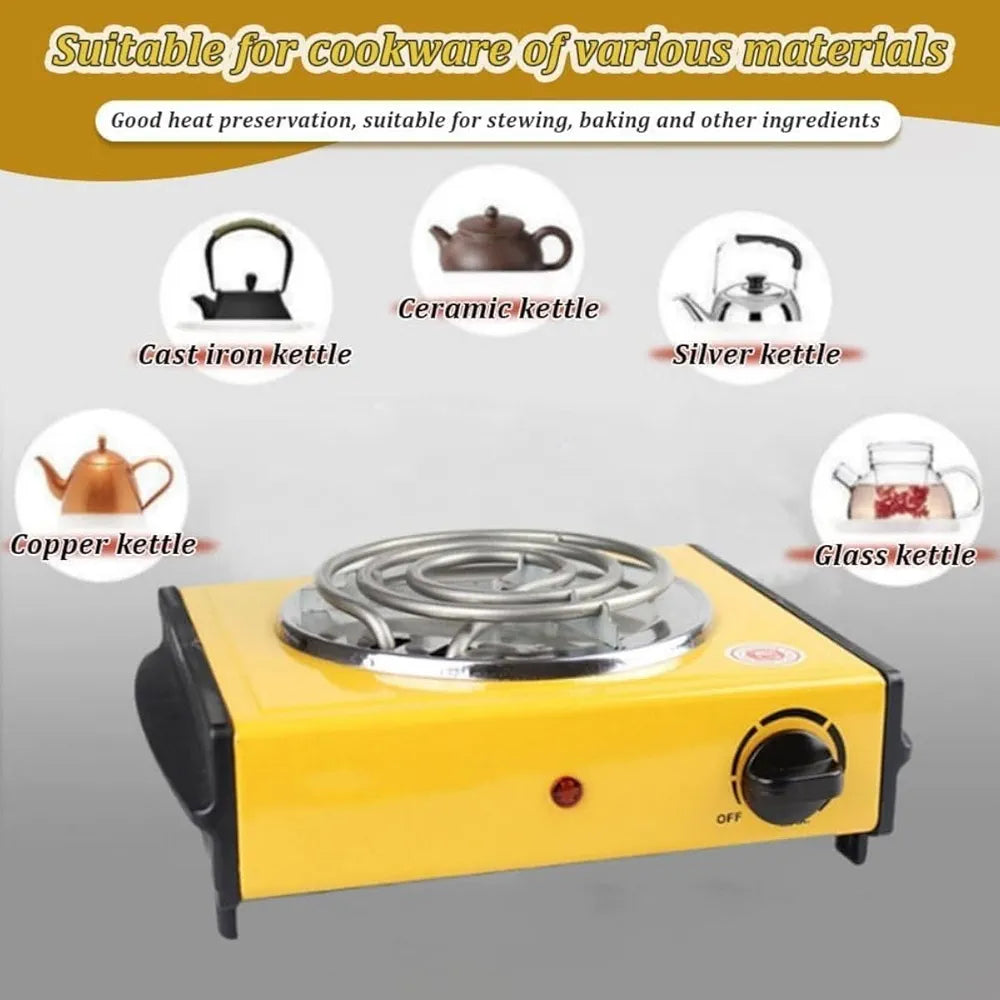 DENX Electric Hot Plate, 1000W Portable Cooking Stove, Spiral Heating Coil Burner, Adjustable Temperature Control, Single Burner Electric Stove, for Home, Dorm, Office, Travel, Kitchen Use, DX2035