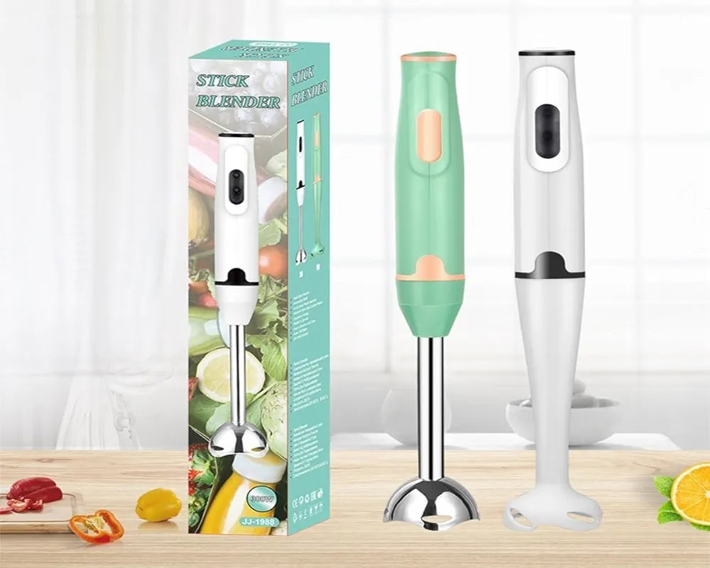 Stick Blender 400W Handheld Electric Blender with Stainless Steel Blades, Portable Grip Stick Mixer Use for Blending, Pureeing, Whipping, and Mixing Soups, Smoothies, Sauces, and More, 