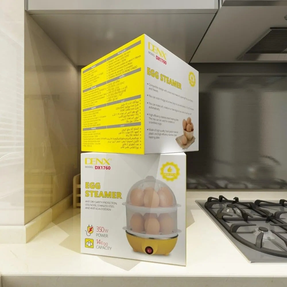 DENX Smart Electric Egg Boiler Double Layers Egg Cooker Mini Steamer Poacher Kitchen Cooking Breakfast Machine, Rapid Egg Cooker 14-Egg Capacity Soft Medium Hard Boiled Electric Egg Boiler, DX1760