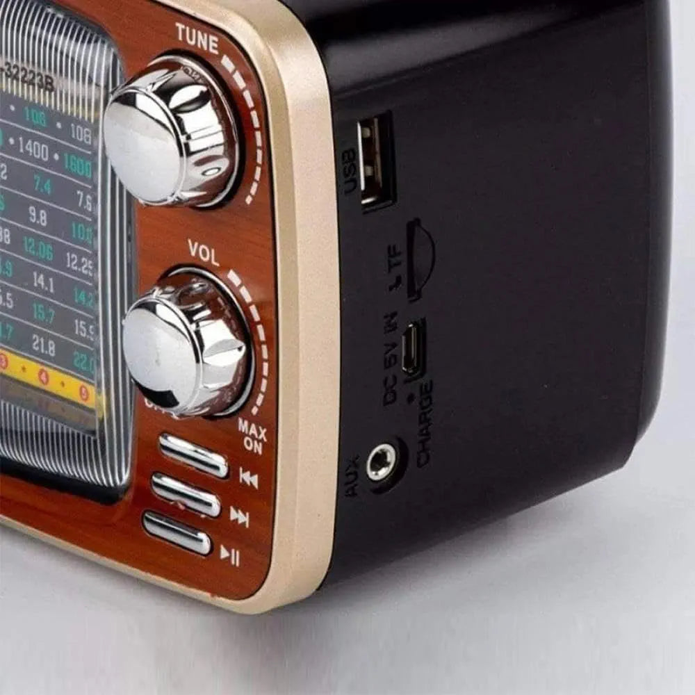 DENX Old Radio Speaker Bluetooth & HIFI-Speaker, Sd Card, Usb And Aux Port, Radio FM/AM/SW Brown wood Portable Audio TF Card USB Flash disk Aux playback, DX2447