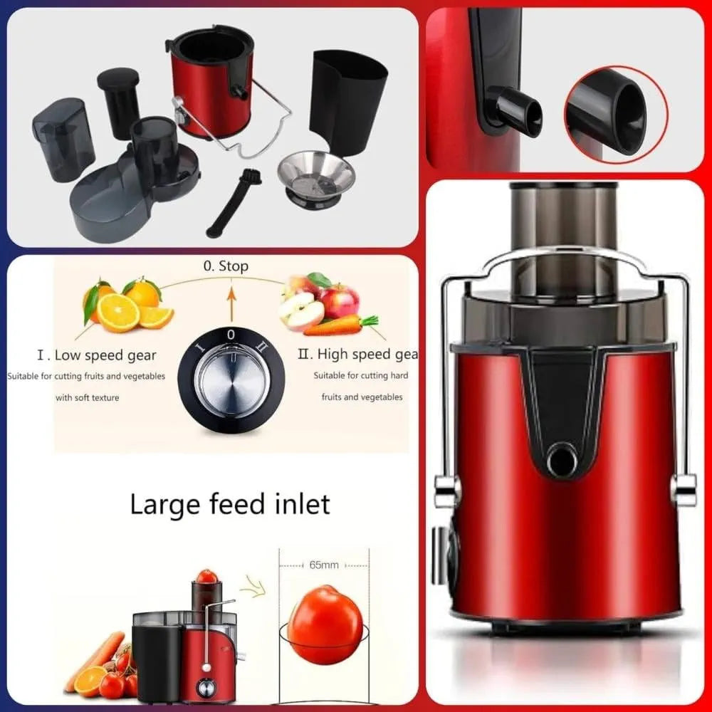 DENX Electric Juicer Machine 800W For Fruits and Vegetables, Powerful Centrifugal Fruit & Vegetable Juice Extractor with Wide Mouth Feed Chute, 500ml Capacity, Stainless Steel Filter, DX2071
