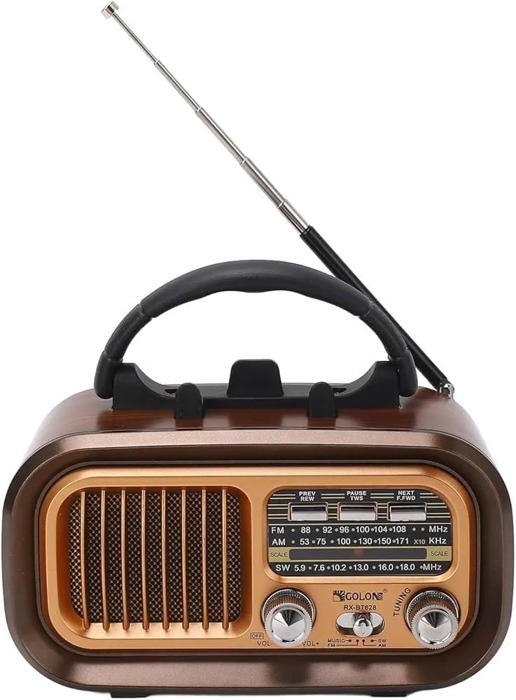 DENX Old Radio Speaker Bluetooth & HIFI-Speaker Sd Card, Usb And Aux Port, Radio FM/AM/SW Brown wood Portable Audio TF Card USB Flash disk Aux playback, 