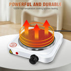 DENX Single Hot Plate, 1000W Cast Iron Portable Electric Stove, Adjustable Temperature Control, 15.5cm Heating Plate, Tabletop Cooking Appliance for Home Kitchen, Office, Outdoor Camping, DX2801