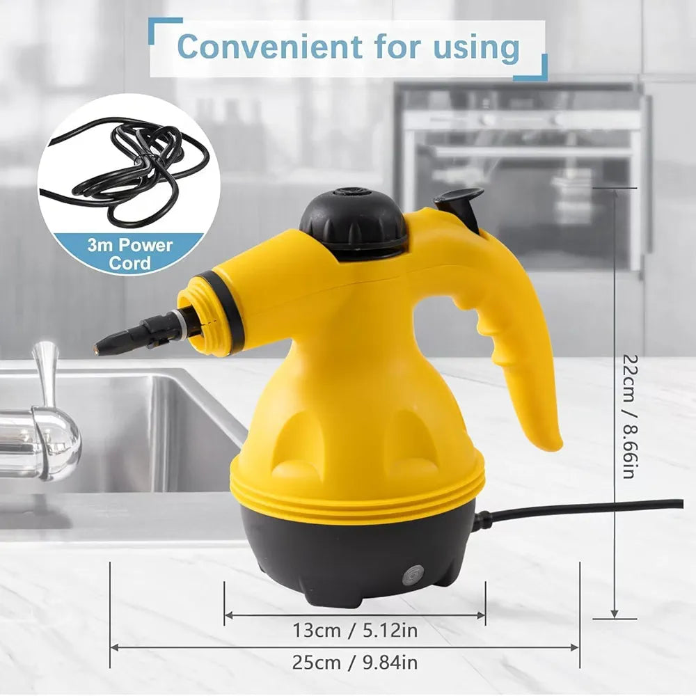 DENX 1200W Portable Handheld Steam Cleaner 350ml Tank Capacity Multifunctional High Temperature Pressurized Steam Cleaning Machine with 9PCS Accessory for Kitchen Sofa Bathroom Car Window, DX2563