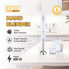 DENX 4-in-1 Electric Hand Blender, 400W Stick Blender with 500ml Food Chopper, Inox Whisk & 700ml Measuring Cup, Electric Blender & Hand Mixer with Stainless Steel Blade Use for Cake Mixer, DX3211