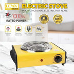 DENX Electric Hot Plate, 1000W Portable Cooking Stove, Spiral Heating Coil Burner, Adjustable Temperature Control, Single Burner Electric Stove, for Home, Dorm, Office, Travel, Kitchen Use, DX2035