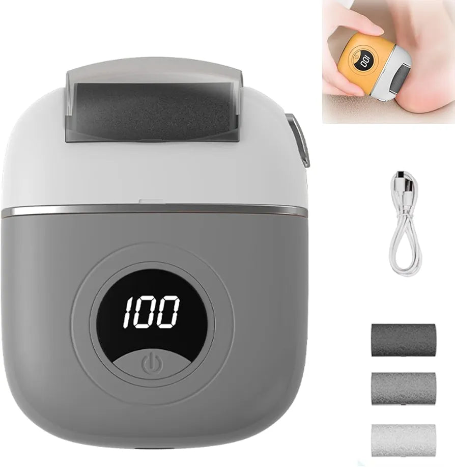 DENX Electric Foot Polisher & Foot File, Rechargeable Callus Remover, 2-Speed Foot Grinder, Pedicure Tool, Dead Skin Remover, Cracked Heel Remover, Foot Care Device for Men & Women, DX3705