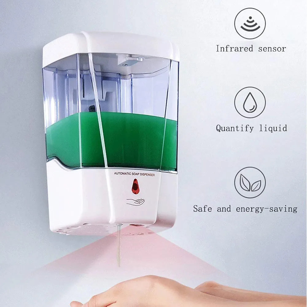 Automatic Soap Dispenser, Auto Foaming Hands Free Wall Mount Foam Hand Soap Dispenser Electric Plastic Modern Smart Dish Soap Dispenser for Bathroom Kitchen White.700ml