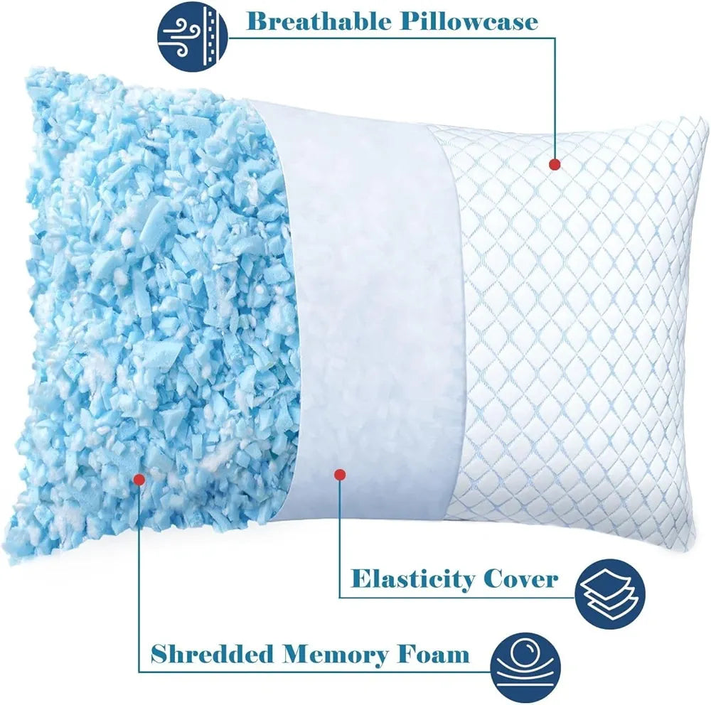 DENX Orthopedic Memory Foam Pillow, Cervical Pillow for Neck and Spine Support, Ergonomic Contour Sleeping Cushion for Pain Relief, Back Side & Stomach Sleepers Pillow With Washable Cover, DX3626