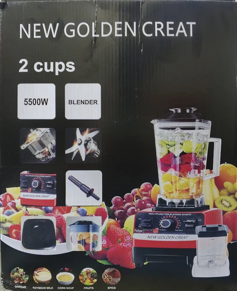 New Golden Creat 5500W High Speed Blender 2.5L, Ice Crusher, Smoothie Maker, Juice Mixer, Coffee Grinder, Dry & Wet Blender, Nut Chopper, Spice Grinder, Food Processor for Home Kitchen – Red Black