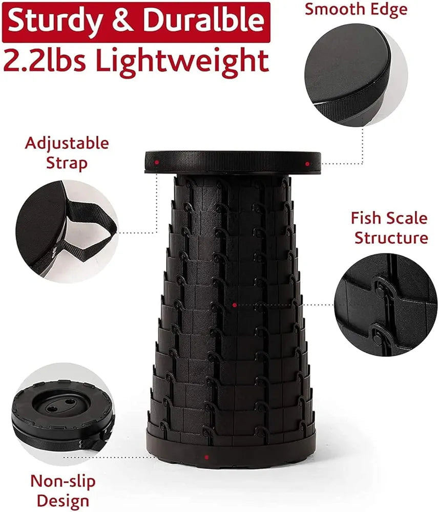 Portable Retractable Folding Stool, Collapsible Telescopic Safety Stool Sturdy and Lightweight with 330lbs Load Capacity