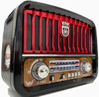 DENX Old Radio Speaker Bluetooth & HIFI-Speaker with Remote control, Sd Card, Usb And Aux Port, Radio FM/AM/SW Brown wood Portable Audio TF Card USB Flash disk Aux playback,