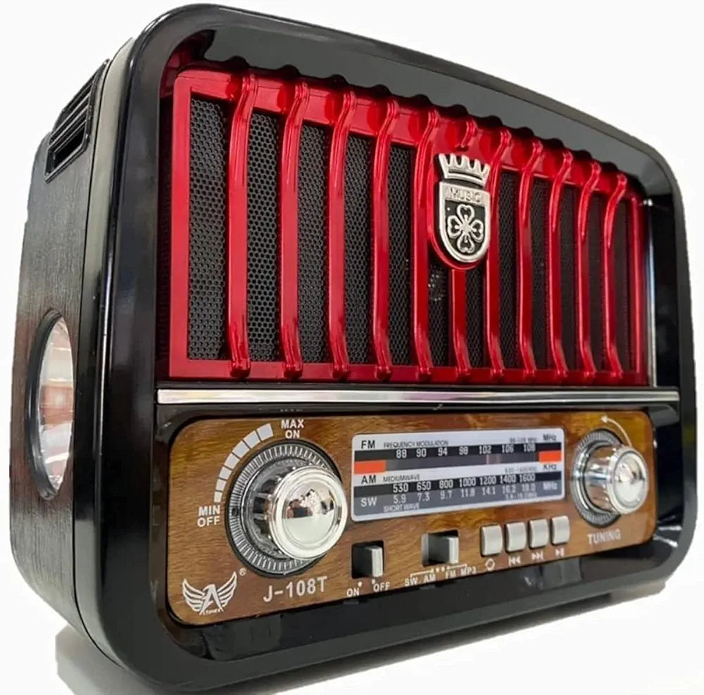 DENX Old Radio Speaker Bluetooth & HIFI-Speaker with Remote control, Sd Card, Usb And Aux Port, Radio FM/AM/SW Brown wood Portable Audio TF Card USB Flash disk Aux playback,